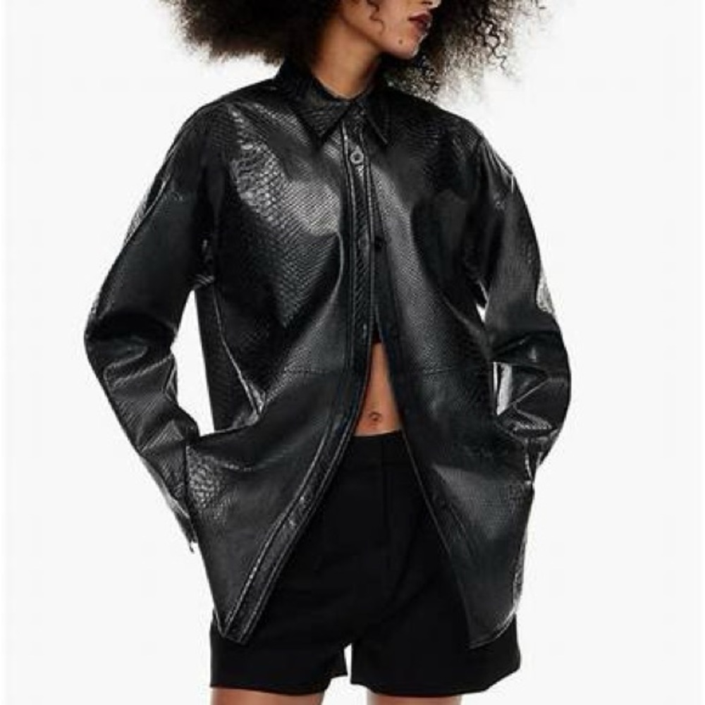 Babaton Vegan Leather Pelli Shirt Jacket